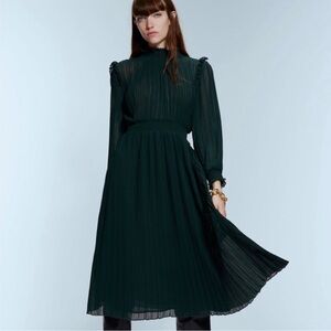 Zara - Green Pleated Dress